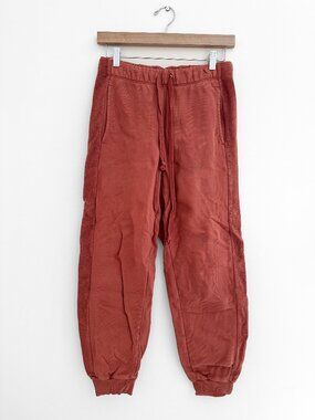 Aerie Textured Jogger Drawstring Pockets High Waisted Sweatpants - Orange - Sz S